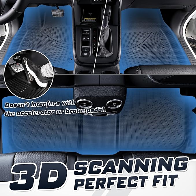 Sunsdrew Floor Mats Cargo Liner for 2023-2025 2026 Honda CR-V (Include Hybrid), All Weather Floor Liners & Rear Trunk Mat for CRV Accessories TPE Rubber Raised Edge (Trunk Deck in Upper Position)