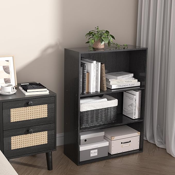 Wooden 3 Cube Storage Organizer,3 Tier Low Bookcase Storage Display Organizer, 33 Inch Versatile Cubes Shelf and Cubby Unit f