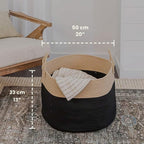 OrganiHaus Large Woven Storage Basket for Blankets and Toys 20" x 13" Inch, Rope Laundry Basket with Handles, Cushions & Pill