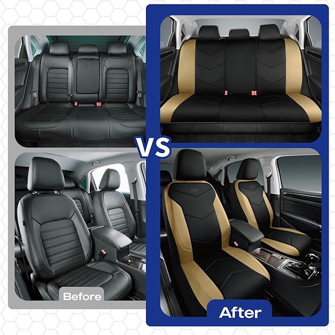 Skechers Memory Foam Seat Covers,Leather Car Seat Covers, Ultimate Comfort & Support Front Seat Covers Airbag Compatible, Aut