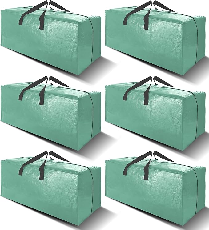 VELVETSURE 6 Pack Heavy Duty Large Moving Bags W/Backpack Straps - Strong Handles & Zippers, Storage Totes For Space Saving, 