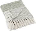 DII Woven Throw Collection 100% Cotton, Basketweave, 50x60, Artichoke Green