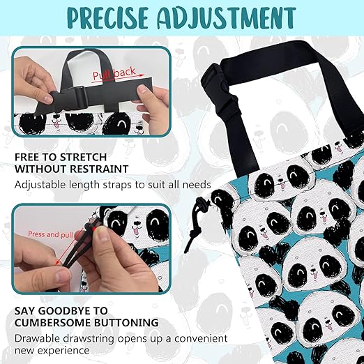 Car Garbage Bag Cute Panda Hanging Canvas Car Trash Bag Waterproof Drawstring Car Back Seat Organizer for Car Back Front Seat Console with Adjustable Buckle