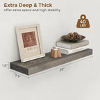 Marsmiles 30 Inch Floating Shelves for Wall - Rustic Grey Wood Floating Shelves Set of 2-30 Inch Wide x 7.7 Inch Deep x 1.6 I