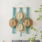 Tissting Macrame Hat Hangers Boho Hat Rack for Wall Hat Holder Display Organizer Bobo Hanging Hat Organizer Storage for Wide 