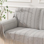 BATTILO HOME Light Grey Throw Blanket for Couch, Geometric Grey Bed Throws Decorative Boho Blanket for Sofa Living Room, 50"x