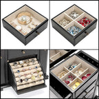 Emfogo Jewelry Box for Women, Rustic Wooden Jewelry Boxes & Organizers with Mirror, 4 Layer Jewelry Organizer Box Display for