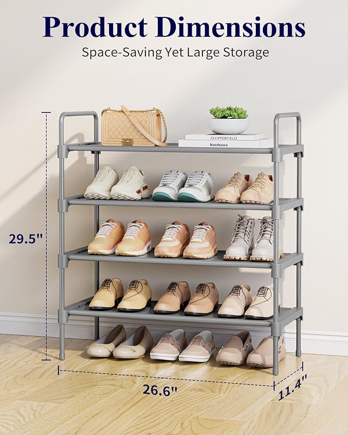 Kitsure Shoe Rack for Closet, Shoe Organizer for Front Door Entrance, Stackable Shoe Shelf, Detachable Closet Organizers and 