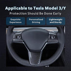 for Tesla 2017-2023 Model 3 and 2020-2024 Model Y Steering Wheel Cover Trim Interior Decoration Protection Accessories (Glossy Carbon Fiber Pattern)