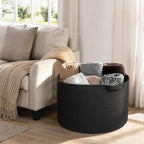 MEGASKET Large Black Blanket Basket, 22" X 22" X 14" Woven Rope Bin for Storage, Kids Dog Toy Storage Box Organizer Bins, Bla