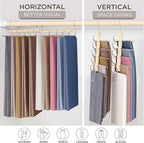 MORALVE Pants Hangers Space Saving - 4 Pack European Beechwood Scarf and Jean Hangers - Closet Organizer and Space Saver Pant