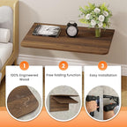 Foldable Walnut Floating Wall Shelves 20 inch, Bathroom Shelves Wall Mounted,12" Deep Wood Floating Kitchen shelves,Easy to I