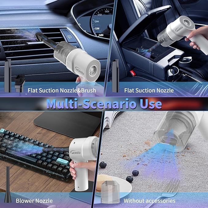 Handheld Mini Car Vacuum, 10000PA Cordless Portable Vacuum with 2000mAh Battery, 3 in 1 Small Vacuum Cleaner & Air Duster wit