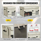 Foldable Car Trunk Organizer with Multi-Compartment - Expandable 30-60L Storage Bin, Side Mesh Pockets, Waterproof 600D Oxford