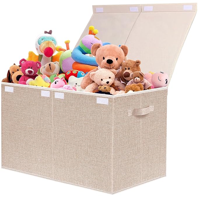 VERONLY Large Toy Box Chest Storage with Lid - Collapsible Kids Toys Boxes Organizer Bins Baskets with Handles for Boys, Girl