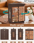AKOZLIN 360° Rotating Jewelry Box 6-Tier Organizer Functional Jewelry Storage Case for Women Girls Ring Necklace Earring Brac