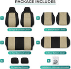 FH Group Automotive Full Car Seat Covers for SUV, Trucks, Sedan and More - Universal Fit Front High Back & Rear Solid Bench D