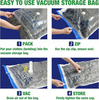 Travel Vacuum Bags with Electric Pump, Vacuum Travel Bags for Luggage and Suitcase, Combo 12 Pack
