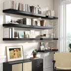 30 Inch Floating Shelves | 12 Inch Deep Black Floating Shelves Set of 2 | 30" W x 12" D Rustic Wood Shelves for Wall | Deep B