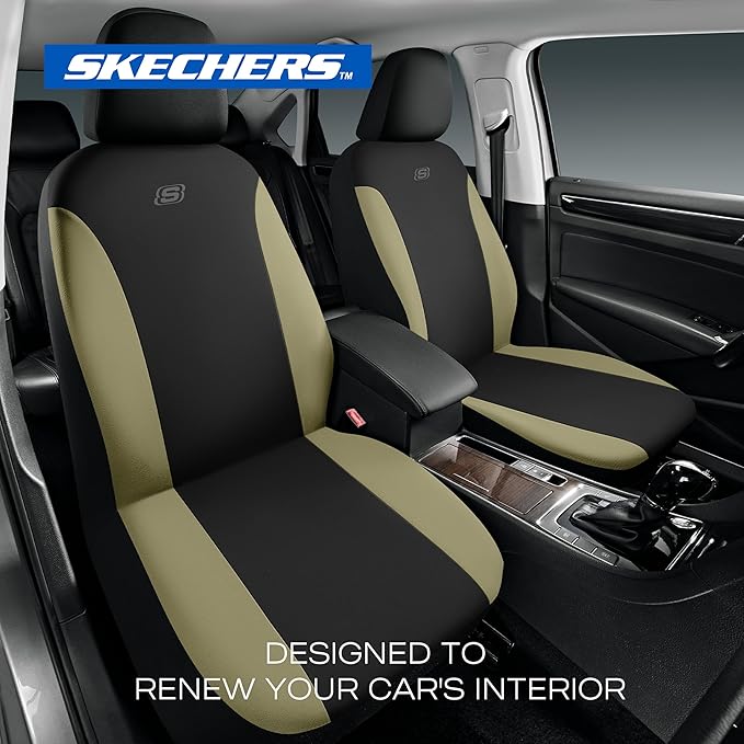 Skechers Seat Covers, Premium Breathable Polyester Seat Covers, Car Seat Covers Front Seats Airbag Compatible, Automotive Com