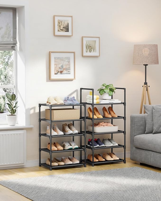 Kitsure Shoe Rack - 10-Tier Shoe Organizer with Detachable Fabric Shelves & Metal Frame, Tall Shoe Rack for Closet, Entryway,