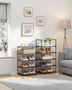 Kitsure Shoe Rack - 10-Tier Shoe Organizer with Detachable Fabric Shelves & Metal Frame, Tall Shoe Rack for Closet, Entryway,