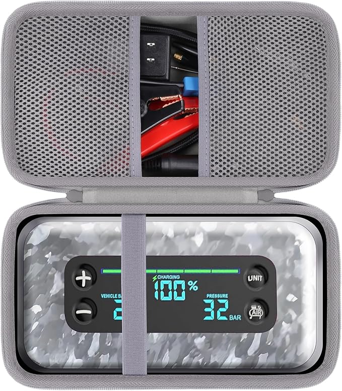 khanka Stroage Case for HALO Bolt Ultimate 2.0/HALO Bolt Air +1750 Portable Car Battery Jump Starter,Case Only (Grey)