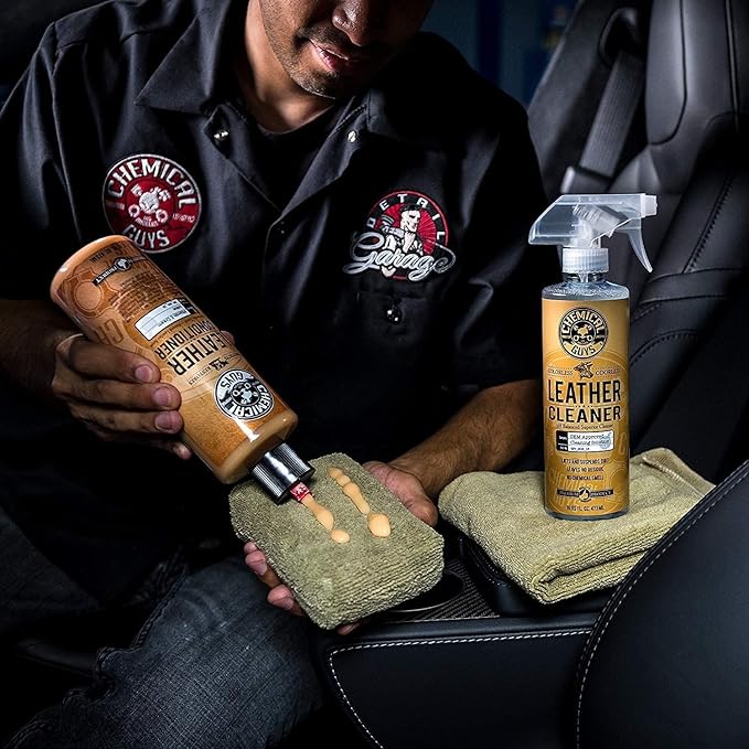 Chemical Guys Complete Leather Cleaner and Conditioner Detailing Kit with Total Interior, for Cars, Home, Office, and More (W