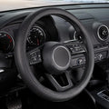 SEG Direct Black Car Steering Wheel Cover Small Size 14-14.25 inch (35.5-36 cm), for Prius Civic Model 3 Model Y Camaro, Brea