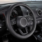 SEG Direct Black Car Steering Wheel Cover Small Size 14-14.25 inch (35.5-36 cm), for Prius Civic Model 3 Model Y Camaro, Brea