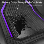 CAR PASS Heavy Duty Rubber Floor Mats for Car, Waterproof Liner Deep Dish Car Mats Full Sets, Universal Trim to Fit for SUV Truck Sedans Vans, All Weather Automotive Floor Mats 3pcs, Black Purple