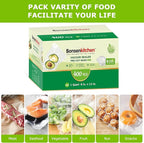 Bonsenkitchen Vacuum Sealer Bags,400 Quart 8" x 12" Precut Food Sealer Bags, Commercial Grade, BPA Free, Heavy Duty, Customiz