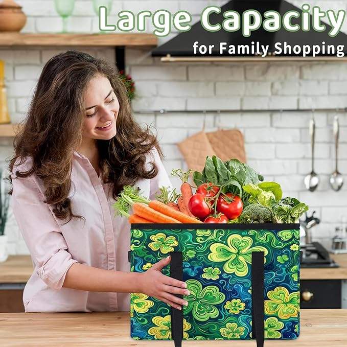 Reusable Grocery Bag, Foldable Large Shopping Tote Bag for Groceries Kitchen Picnic Car Trunk