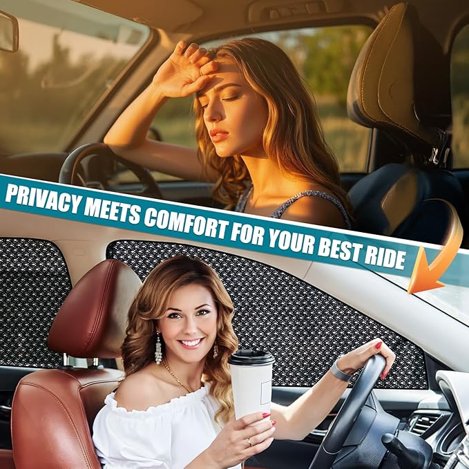 ZATOOTO Car Window Shades, Car Window Covers Baby Breathable Mesh UV Heat Protection Universal Fit for Most Vehicles Easy Magnetic Installation Perfect for Camping Travel Napping