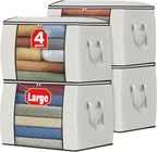 Fab totes 24 Gallons Clothes Storage, Foldable Thick Fabric Blanket Storage Bags, Containers for Organizing Bedroom, Closet, 