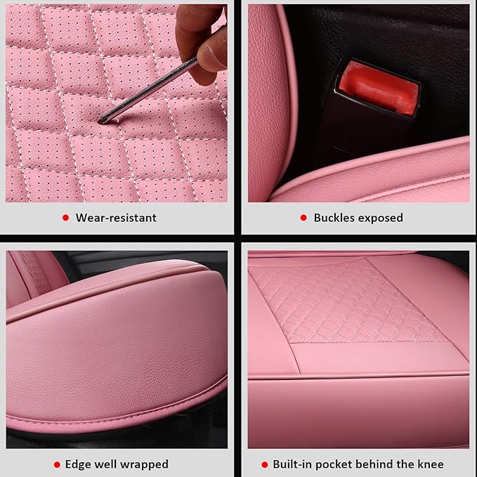 MIROZO Front Seat Covers Pink,2PCS Leather Seat Cover Full Coverage Car Seat Covers Automotive Seat Cover Protector Fit for C