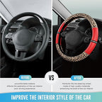 Road Comforts Leopard Steering Wheel Cover for Women, Cute Anti-Slip Microfiber Leather, Universal Fit 14.5-15 Inch Round Ste
