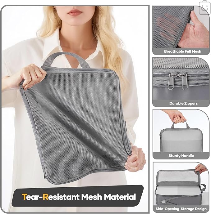 Veken 6/9/11 Set Compression Packing Cubes for Travel Essentials,Compressible Expandable Large Luggage Suitcase Organizer Bag