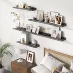 Picture Ledge Wall Shelves - 24 Inch Width Set of 3, Solid Pine Wood Rustic Floating Ledge Shelves for Kids' Room, Bedroom, K