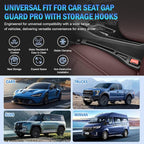2PCS Car Seat Gap Filler Organizer 4In1 Between Seat & Console Inserts Gap Stopper Plug with Fill,Storage,Hook Function & Concealed Small Hammer,Upgraded Universal No Drop Seat Guard for Cars (Black)
