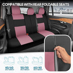 BDK PolyPro Car Seat Covers Full Set in Pink on Black, Front and Rear Split Bench Seat Covers for Cars, Easy to Install Car S