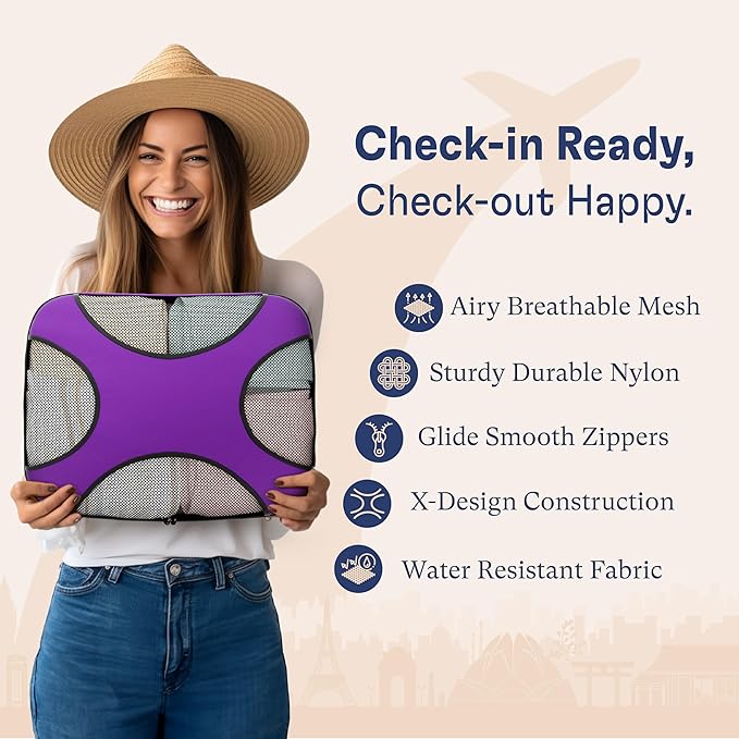 Shacke Packing Cubes for Travel 5 Set - Premium Luggage Organizer Bags - Versatile Travel Organizer for Women and Men - Optim