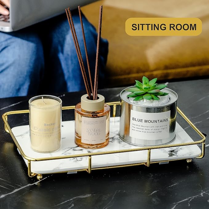 Dobbyby Vanity Tray Makeup Organizer Cosmetics Storage Bathroom Skincare Organizer Countertop Display Rack in Dresser Stainle