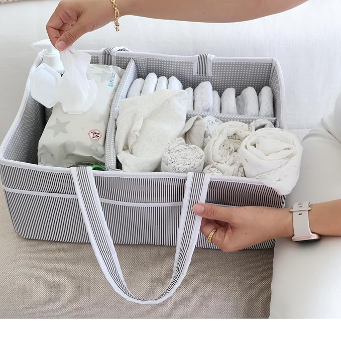 Lily Miles Baby Diaper Caddy - Organizer Tote Bag for Infant Boy or Girl - Baby Shower Basket - Nursery Must Haves - Registry