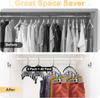 Legging Organizer for Closet, Metal Yoga Pants Hangers 4 Pack w/10 Clips Holds 40 Leggings, Space Saving Hanging Closet Organ