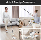 Tikom V500 Cordless Vacuum Cleaner for Home, 40000Pa/450W Stick Vacuum with LED Touch Screen, Charging Wall Dock, Anti-Tangle