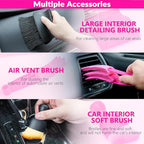 ThinkLearn Car Cleaning Kit, Car Vacuum Detailing Kit Interior with High Power Handheld Vacuum, Including 7Pcs Detailing Brus