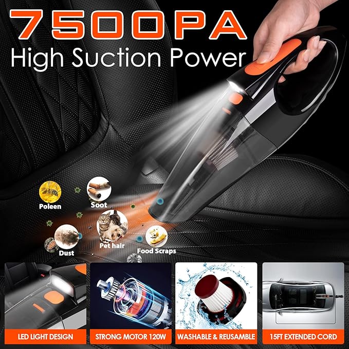 Viewsun 20PCS Car Cleaning Kit, Car Interior Detailing Kit with High Power Handheld Vacuum, Auto Detailing Drill Brush Set, C