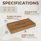 Dreamland 16 Inches Floating Shelves for Wall,6.7 Inch Deep Floating Shelves Set of 2, Large Display & Storage Shelf, Wall Sh