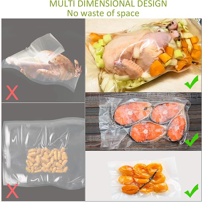 Potane Vacuum Sealer Bags, Precut 150 Gallon 11x16, Quart 8x12, Pint 6x10, Smell-Proof, Puncture Prevention and Heavy duty. C